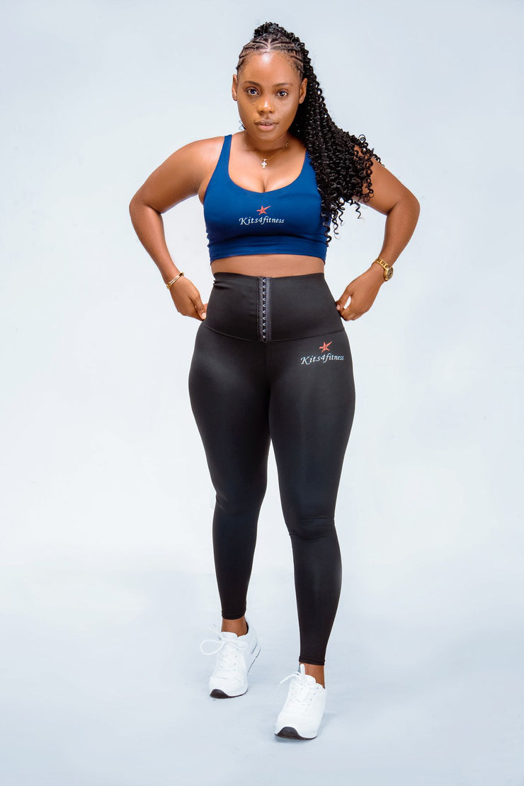 ADJUSTABLE BLACK HOOKS WAIST TRIMMER LEGGINGS