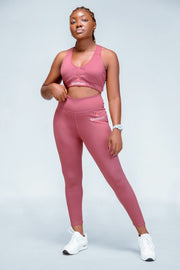 V NECK SPORTS BRA IN JUJUBE RED